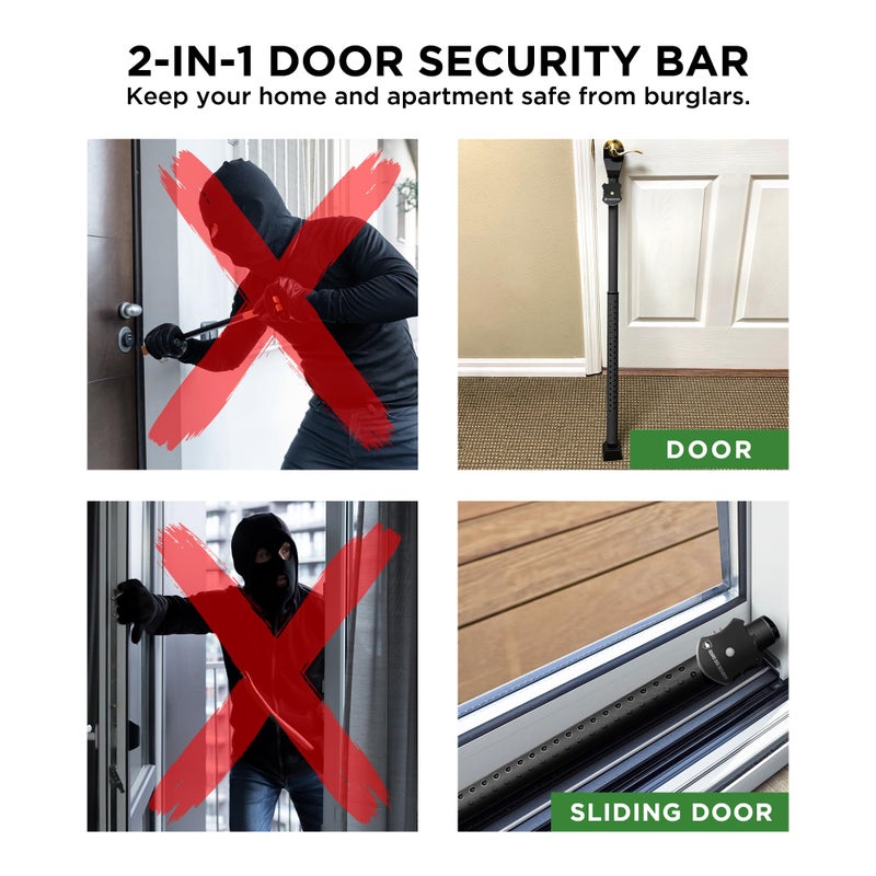 Guard Dog Security Adjustable Sliding Door Security Bar, Door Jammer 2-in-1 Adjustable Door Knob and Sliding Patio Door Stoppers Security with Alarm, 40 Different Adjustments by Guard Dog Security - Image 5